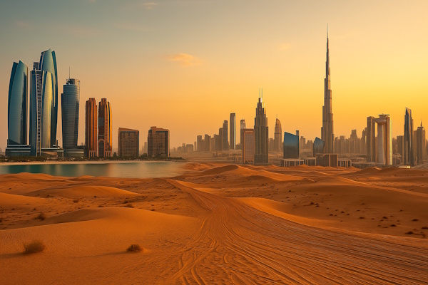 Skyline von Abu Dhabi und Dubai im Vergleich