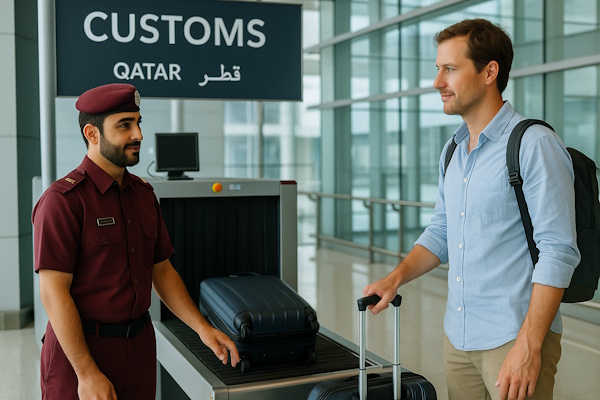 Zoll (Kontrolle) am Flughafen in Katar