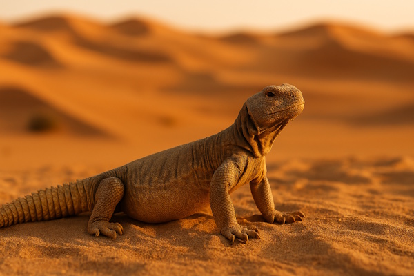 Arabische Dornschwanzagame in der Wüste bei Dubai
