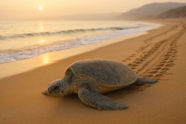 Schildkröte am Strand im Oman