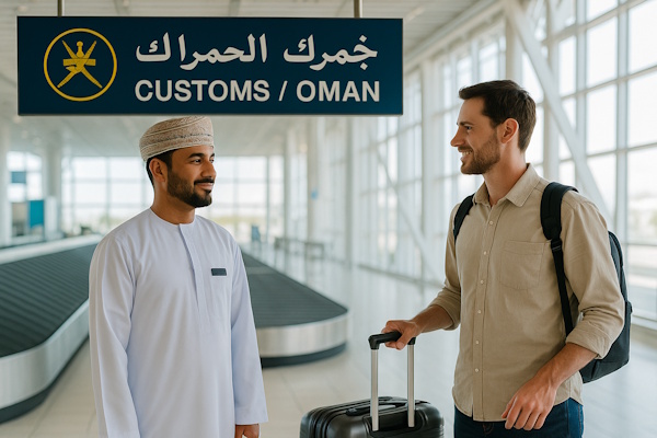 Tourist beim Zoll bei der Einreise in den Oman